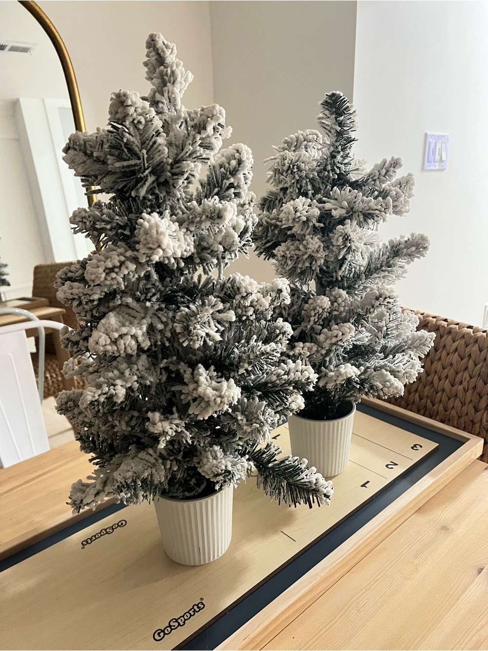 Flocked Potted Holiday Christmas Pine Tree - White Snow - Picture 2 of 2